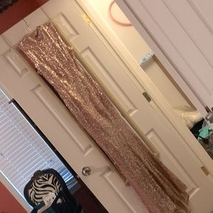 STUNNING Rose Gold Sequins Open Back Maxi Gown